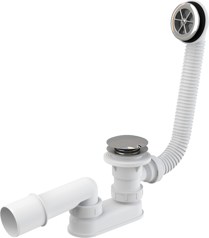 Cифон для ванны и глубокого поддона с переливом и гиб соед д.40х40/50 400мм (S12)