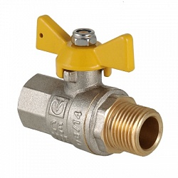 Кран газовый 1/2" В/Н бабочка жел